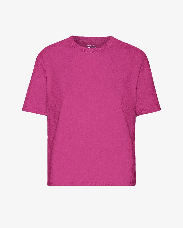 Organic Boxy Crop Tee - Magenta Blaze Terry Blend Velvet Blend Canvas Blend