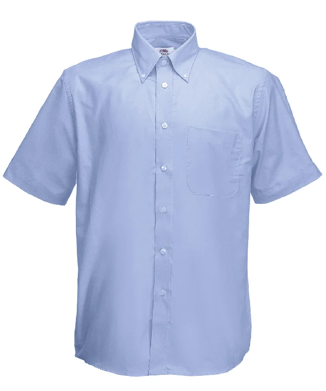 Oxford Blue - Oxford short sleeve shirt Silk Blend Satin Velvet
