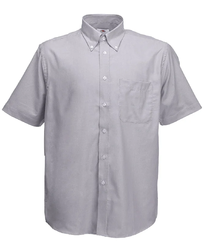 Oxford Grey - Oxford short sleeve shirt Hooded Caped Shawl Collar