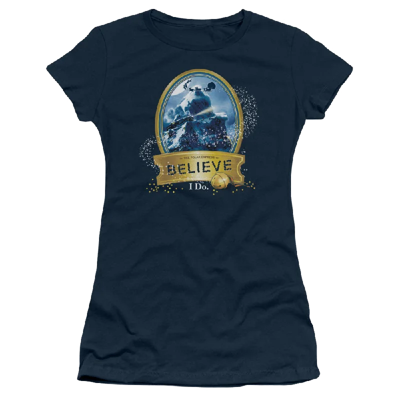 Polar Express True Believer - Juniors T-Shirt Collared Crew Neck Turtle Neck