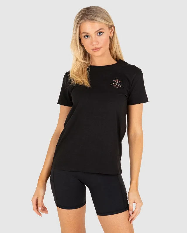Unit Rose Ladies Tee Collared T-Shirt Boat Neck A-Line