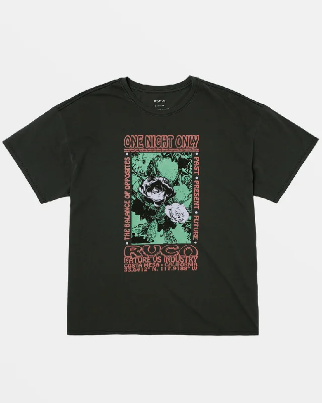 RVCA ONE NIGHT ONLY TEE - WASHED BLACK Chenille Blend Fleece Blend Nylon Blend