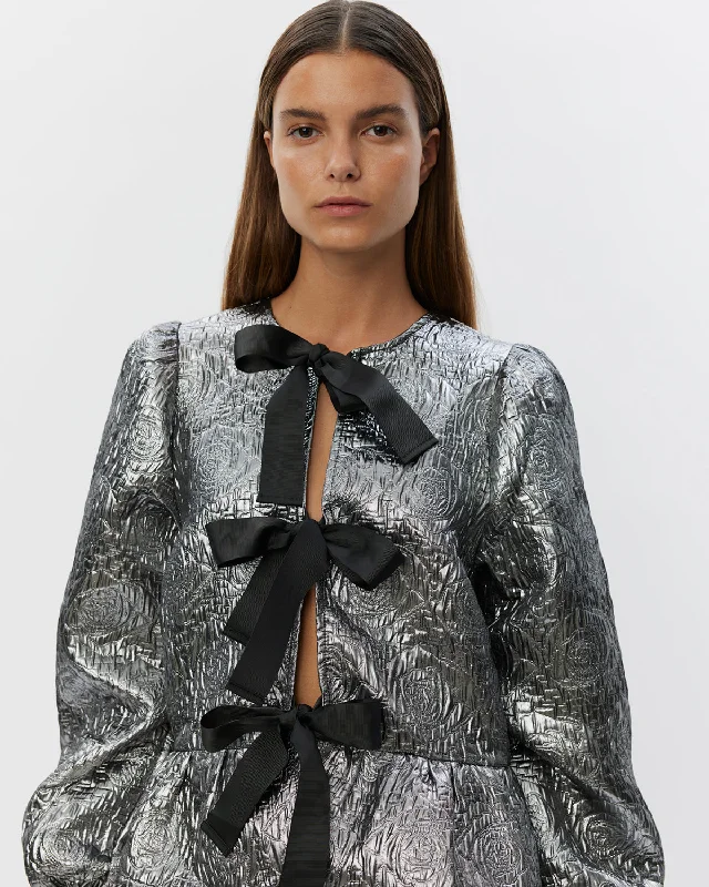 SADIESW SHIRT - Silver Faux Fur Fabric Real Fur Fabric Shearling Fabric