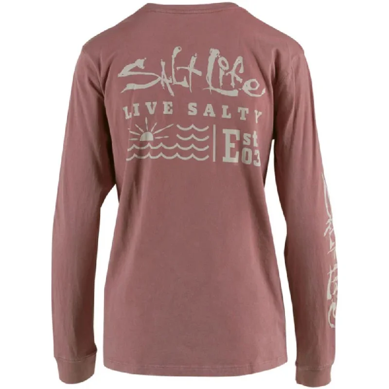 Salt Life - Women's Sea Story Long Sleeve Boyfriend Tee Cotton Fabric Linen Fabric Terry Fabric
