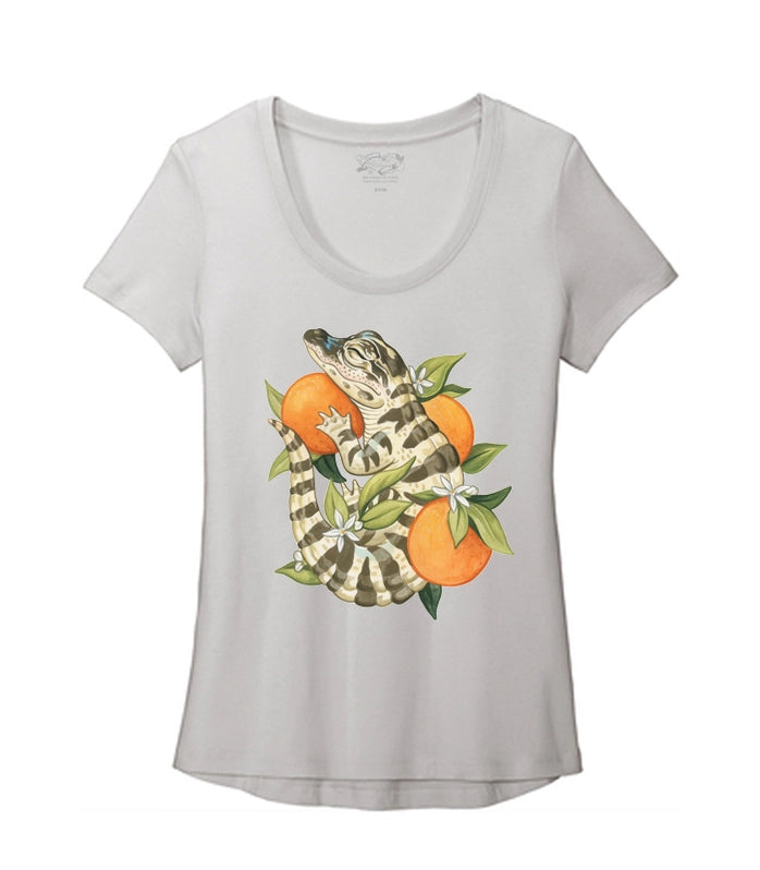Sleeping Gator Scoop Neck Tee Shirt Collared Crew Neck Turtle Neck