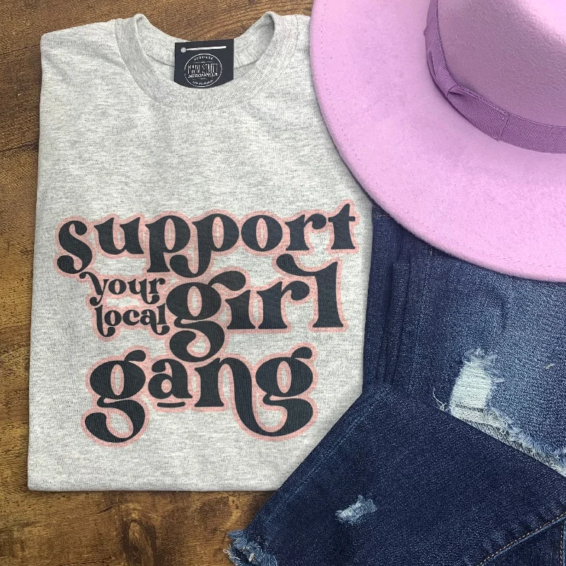 Support Your Local Girl Gang graphic tee Denim Fabric Leather Fabric Suede Fabric