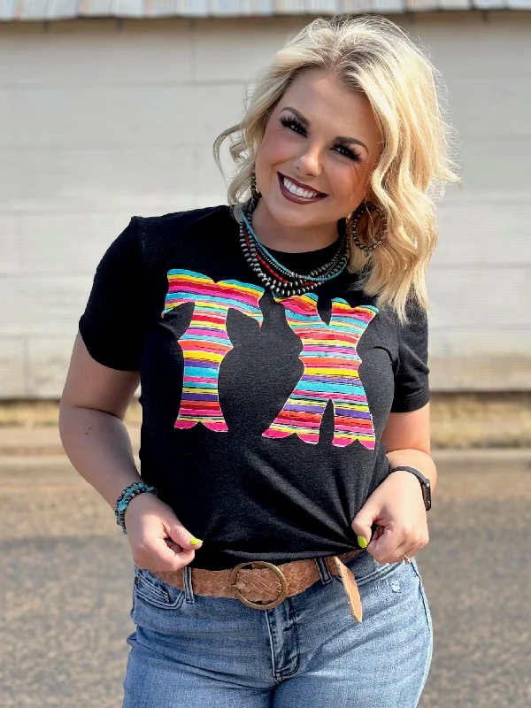 Texas True Threads Barbara's Serape TX Tee Asymmetrical Pockets Print