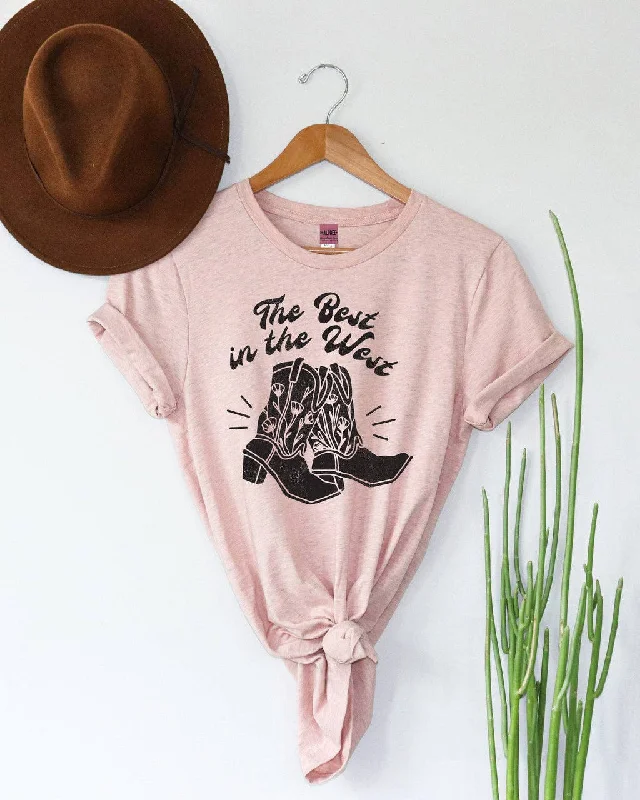 The Best in the West Tee - Peachy Pink Embroidered Appliqued Beaded