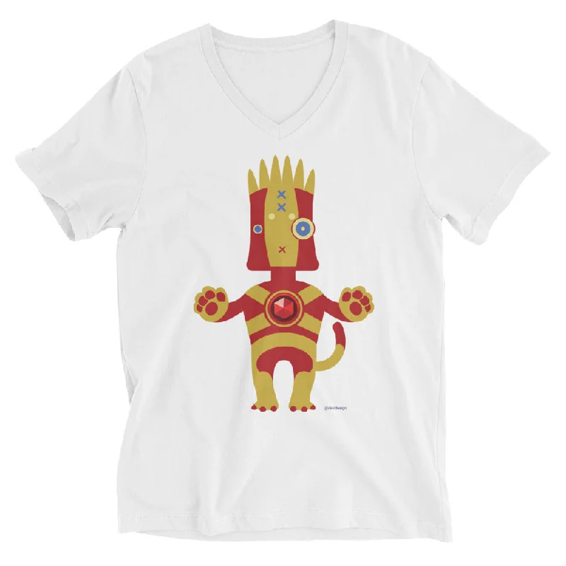Ushkee Iron Man Unisex Short Sleeve V-Neck T-Shirt Cozy Warm Stylish