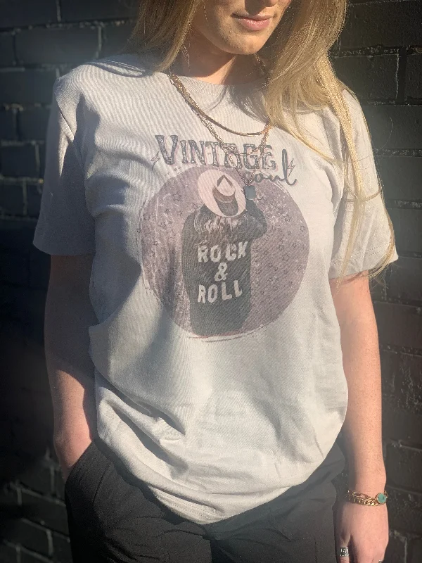 Vintage Soul Rock & Roll graphic tee Collared Crew Neck Turtle Neck