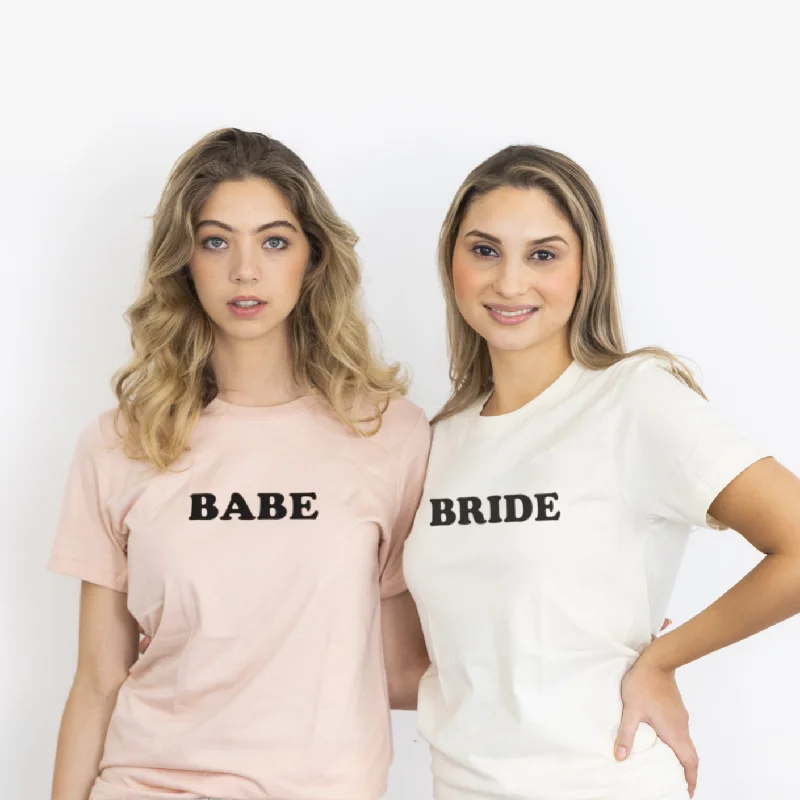 Bride and Babe Bachelorette Shirts Iron Safe Non-Iron Wrinkle Free