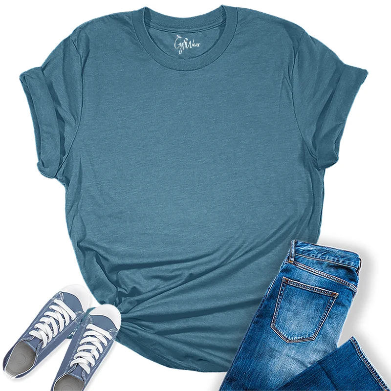 Womens Heather Deep Teal T Shirts Premium Casual Short Sleeve Shirts Oversized Tops Mesh Blend Leather Blend Suede Blend