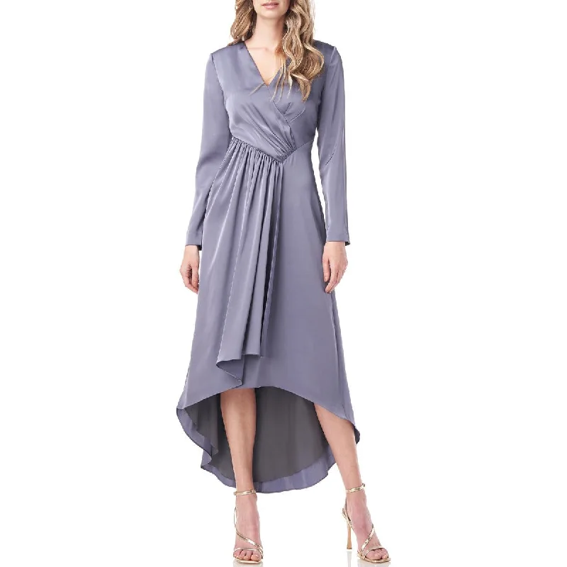 Helena Womens Hi-Low Gathered Evening Dress