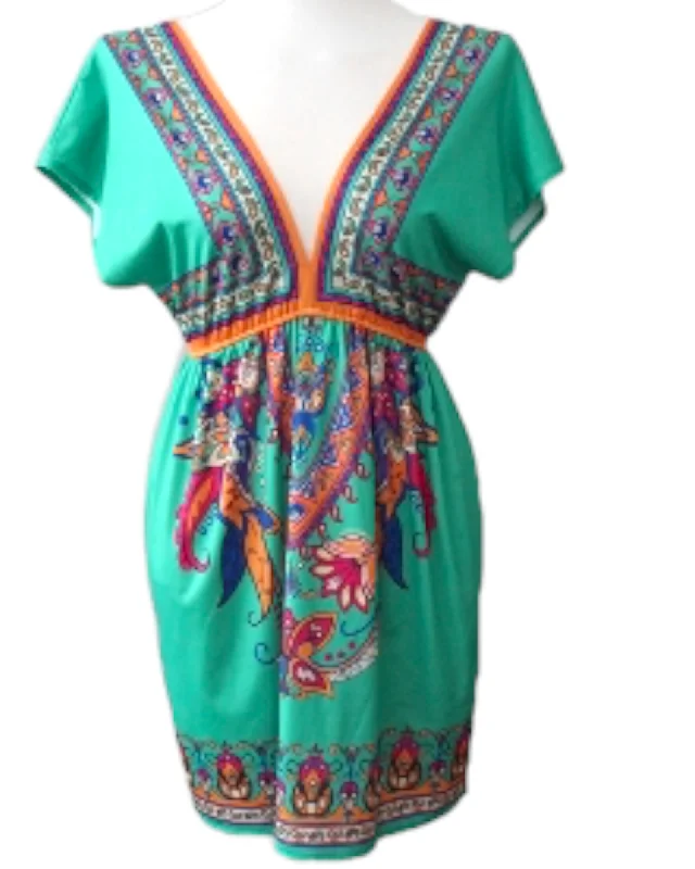 Bright Spring Green Print Dress