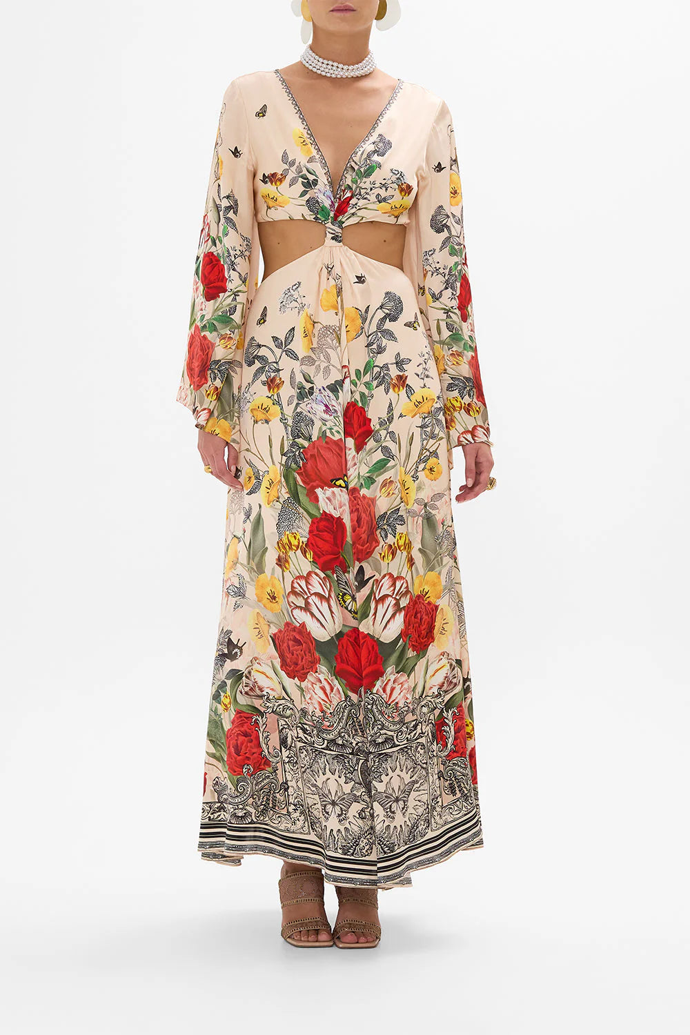 CAMILLA CUT OUT DRESS WITH KNOT FRONT IN ETCHED INTO ETERNITY