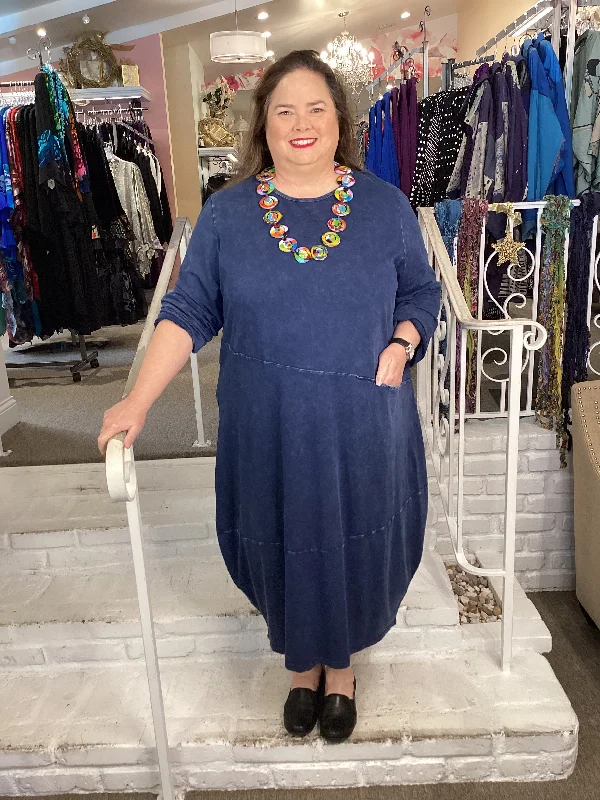 COTTON COCOON DRESS - DENIM
