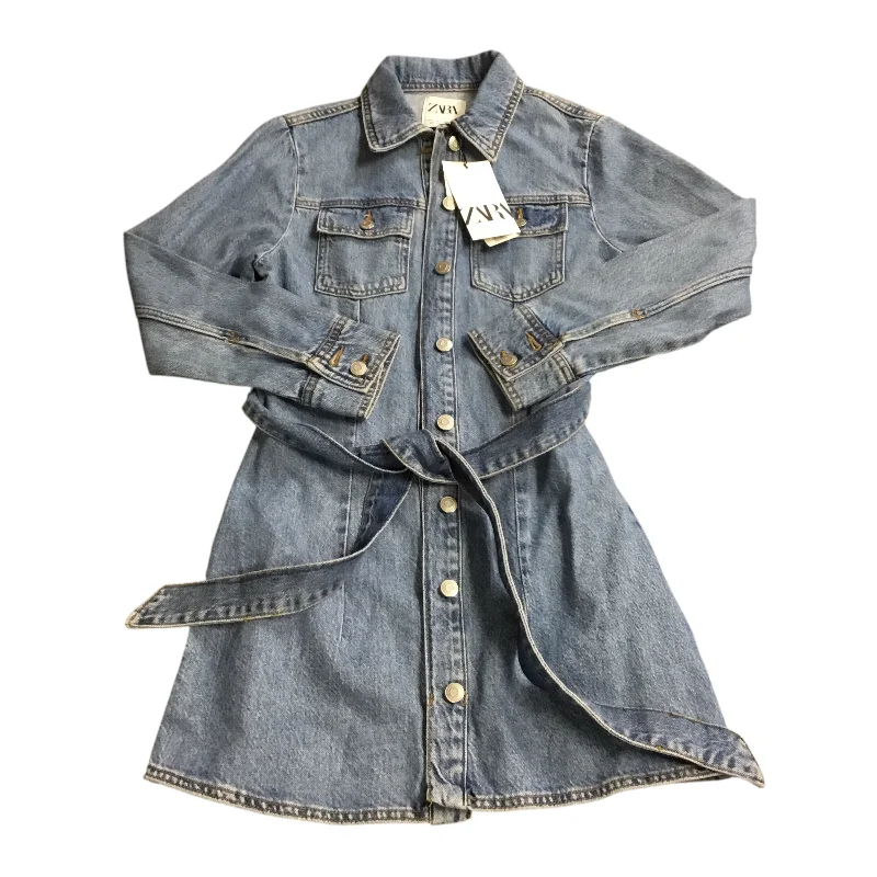 Dress Casual Short By Zara In Blue Denim, Size: S