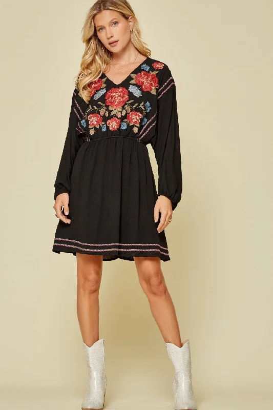 Embroidered Fit & Flare Dress