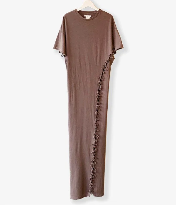 FUMIKA_UCHIDA/OVERDYED SIDE SHIRRING ASYMMETRY DRESS(PURPLE)
