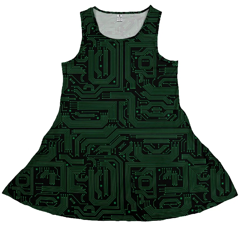 Green Computer Circuits Dress