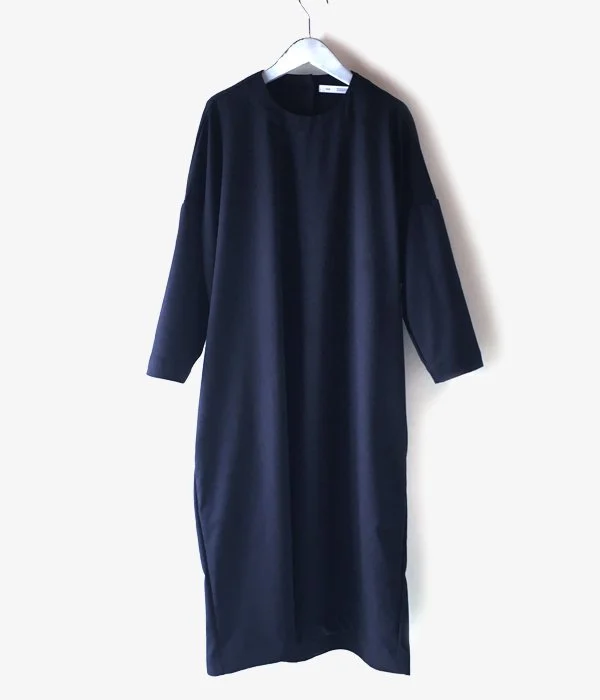 holk/NO COLLER DRESS (NAVY)