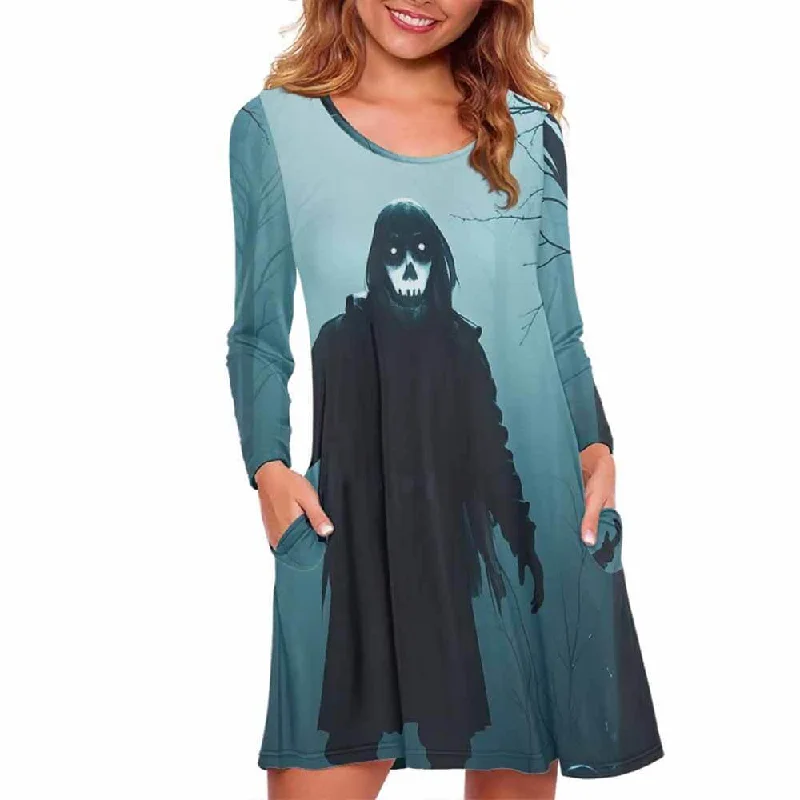 Horror Forest Ghost Skeleton Casual Dress