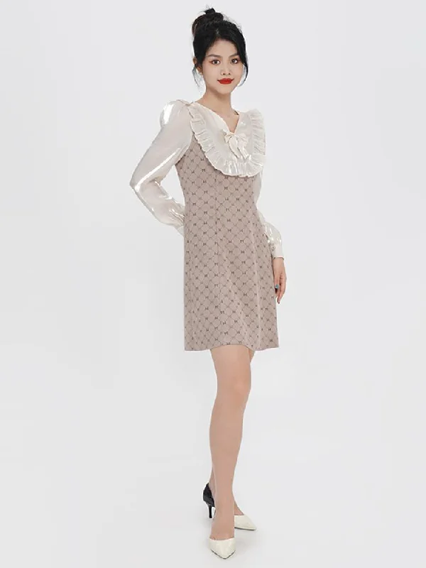 knitted suedette patchwork dress