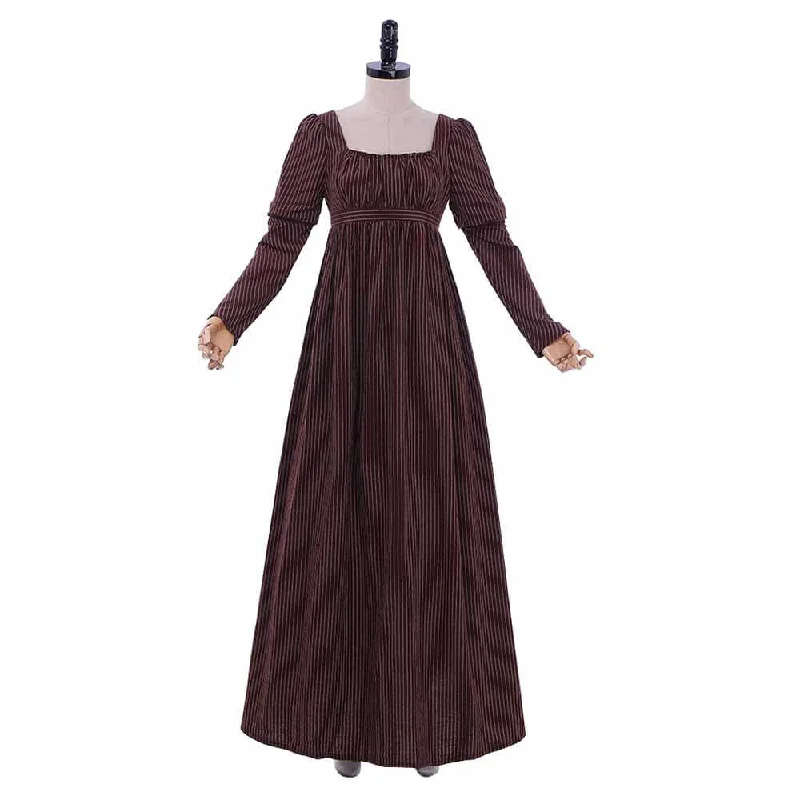 Medieval Brown Striped High Waist Dress