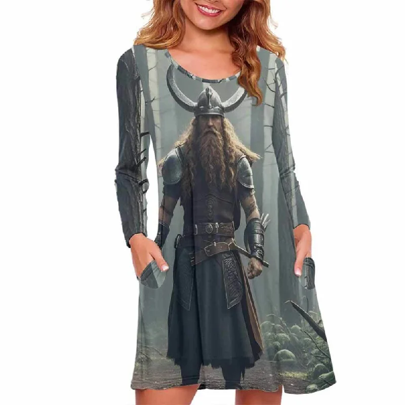 Nordic God of War Double Pocket Casual Dress