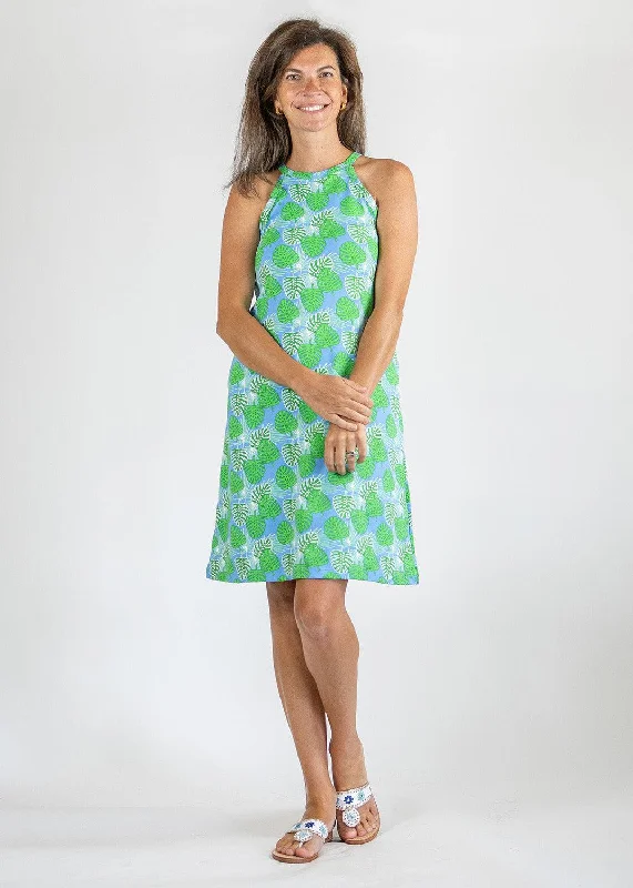 Olivia Dress- Small Palm Dance Blue/Green
