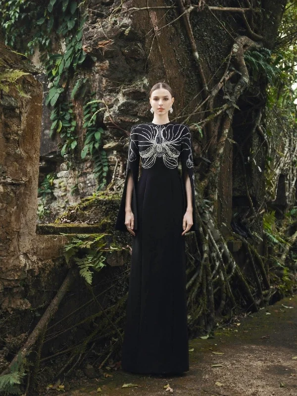 Orchid Crystal-Embellished Floor Length Dress