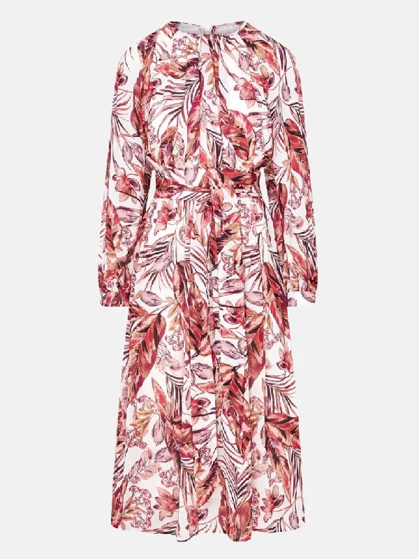 Rosalie Red & White Print Raglan Sleeve Dress