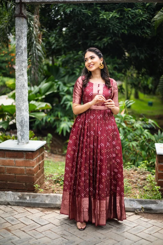 Royal Maroon Bandhini Dress