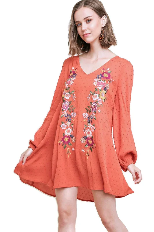 Swiss Dot Embroidered Dress, Sunset