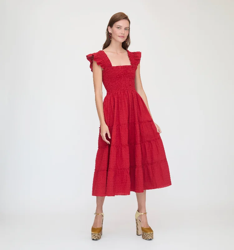 The Ellie Nap Dress - Chili Red Textured Clip Dot