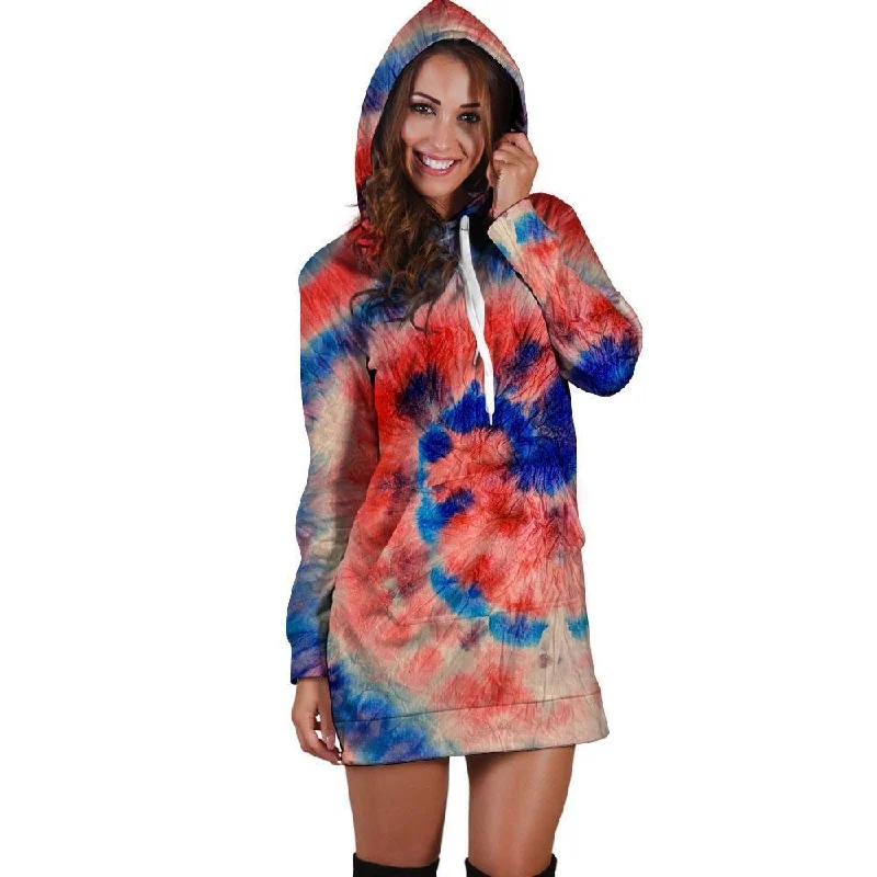 Tie Dye Swirl Batik Hoodie Dress