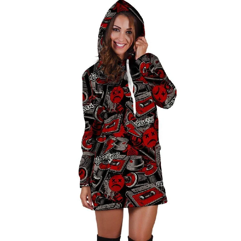 Urban Graffiti HipHop Print Hoodie Dress