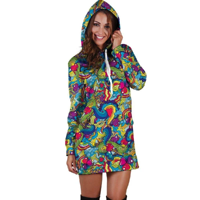 Valentine Heart Hippie Trippy Hoodie Dress