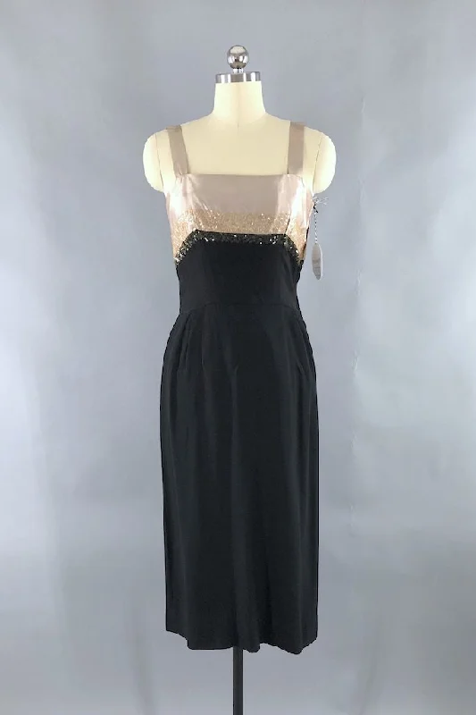 Vintage 1950s Sequined Satin Dress