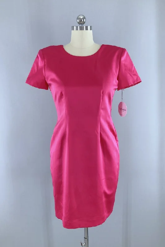 Vintage 1980s Pink Satin Dress