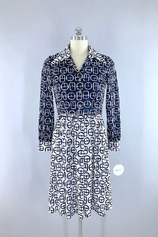 Vintage Buckle Novelty Print Dress