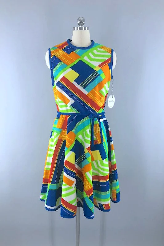 Vintage 60s Geometric Print Sundress