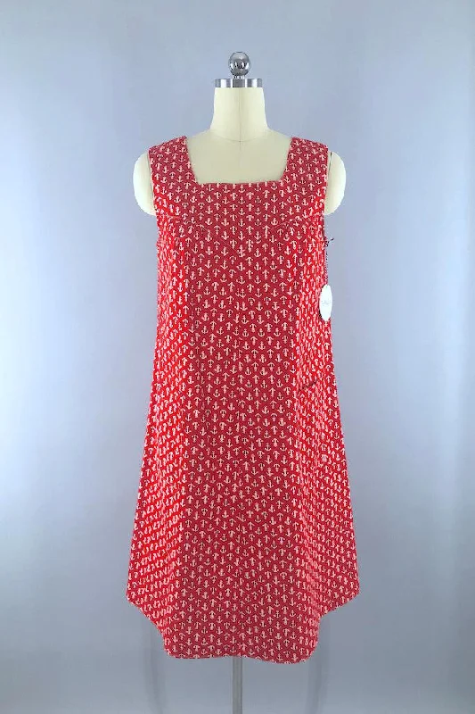 Vintage Nautical Anchor Print Sundress