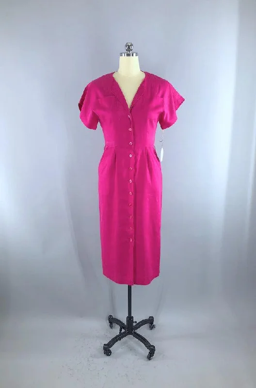 Vintage Pink Linen Day Dress