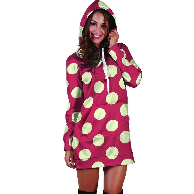 Vintage Red Polka Dot Hoodie Dress
