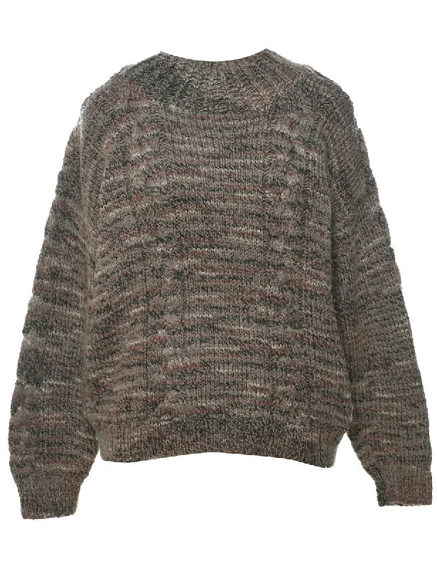 Cable Knit Jumper - M Notch Collar Peter Pan Collar Cowl Neck