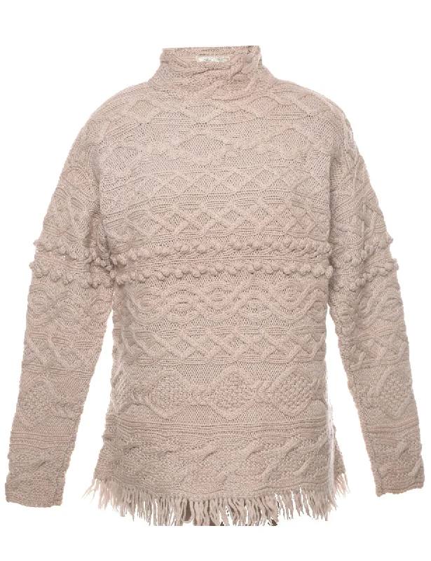 Cable Knit Jumper - S High Neck Crew Neck V-Neck