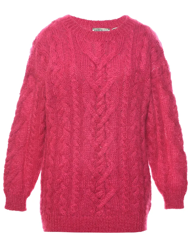 Cable Knit Jumper - S Silk Blend Satin Velvet