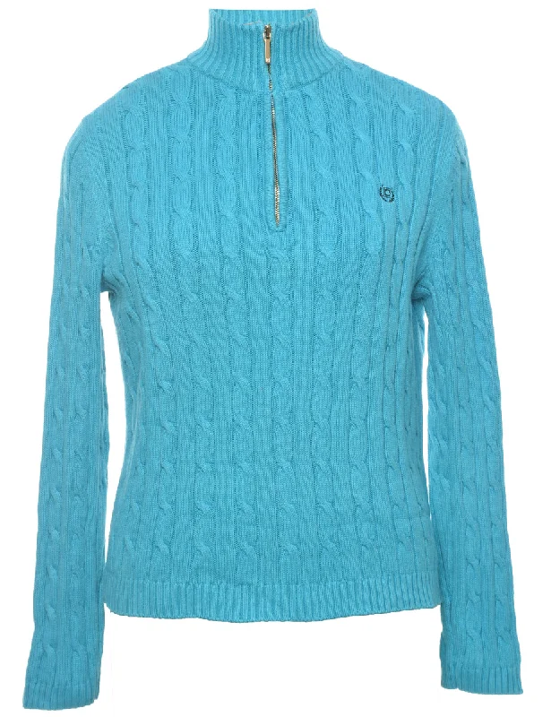 Chaps Cable Knit Jumper - M Ribbed Striped Patterned