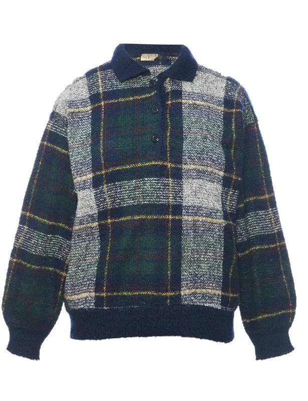 Checked Jumper - M Terry Terry Cloth Terry Knit